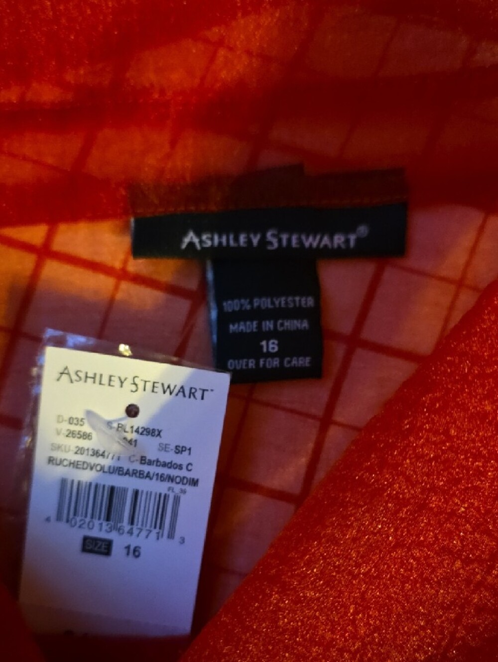 Ashley Stewart Vibrant Red Sheer Blouse - Picture 2 of 7